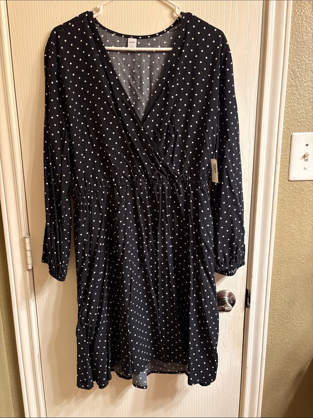 Old Navy Black Polka Dot Wrap Dress